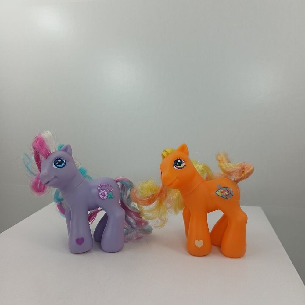 My Little Pony 2002 Ocean Dreamer Orange & Lavender Locket Purple Baby Ponies